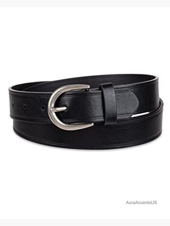 Raw Edge Jeans Belt with Wide Waist Strap, 7 Adjustable Holes